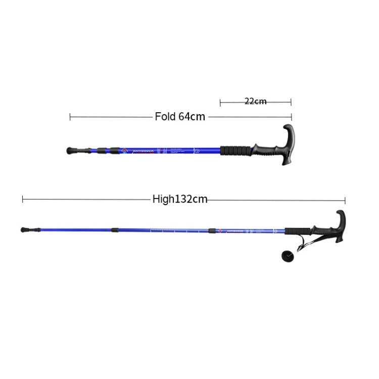 ไม้เท้าเดินป่ากลางแจ้งแบบยืดหดได้ 132 ซม. แบบยืดหดได้ 3 อัน, Silver#132cm