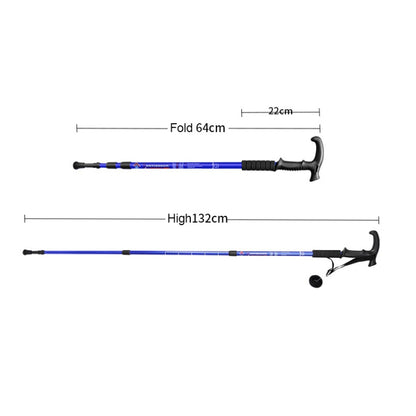 ไม้เท้าเดินป่ากลางแจ้งแบบยืดหดได้ 132 ซม. แบบยืดหดได้ 3 อัน, Silver#132cm
