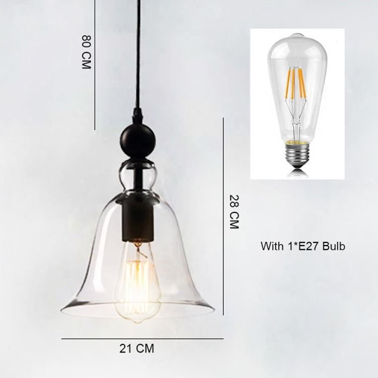 E27 Retro Industrialแขวนโคมไฟกระดิ่งขนาดเล็กโคมไฟแก้วใส