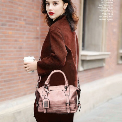 แฟชั่น Casual Retro น้ำมัน PU กระเป๋าสะพายสุภาพสตรีกระเป๋าถือกระเป๋า Messenger