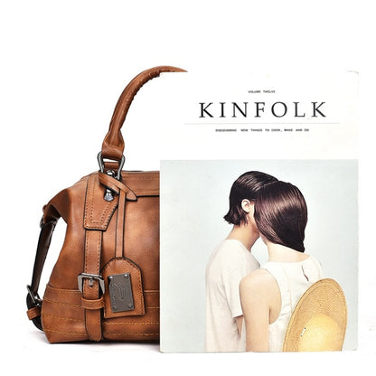 แฟชั่น Casual Retro น้ำมัน PU กระเป๋าสะพายสุภาพสตรีกระเป๋าถือกระเป๋า Messenger