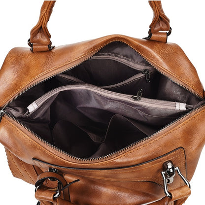 แฟชั่น Casual Retro น้ำมัน PU กระเป๋าสะพายสุภาพสตรีกระเป๋าถือกระเป๋า Messenger