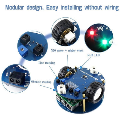 ชุดสร้างหุ่นยนต์ Waveshare AlphaBot2 สำหรับ Raspberry Pi 3 รุ่น B, For Raspberry Pi 3 Model B