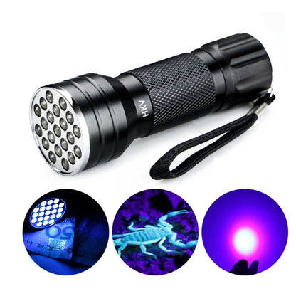 YWXLight UV 21 LEDs 395NM Ultra Violet Torch ไฟฉาย LED ไฟฉายเครื่องตรวจจับสำหรับสุนัขปัสสาวะคราบสัตว์เลี้ยง