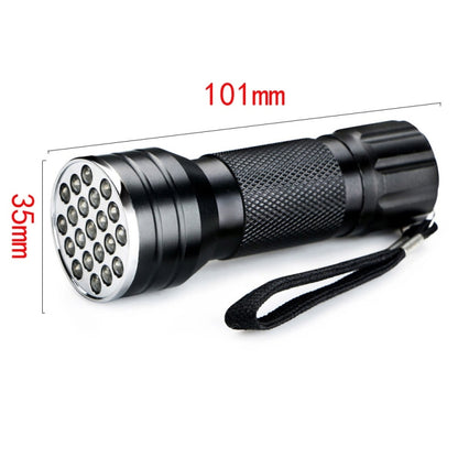 YWXLight UV 21 LEDs 395NM Ultra Violet Torch ไฟฉาย LED ไฟฉายเครื่องตรวจจับสำหรับสุนัขปัสสาวะคราบสัตว์เลี้ยง