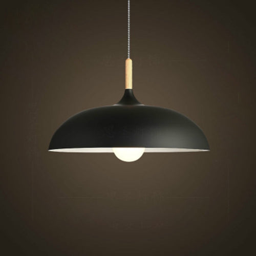 40W 35cm Minimalist Creative Personality Semi-circular Lid Chandelier Wrought Iron Single-head Restaurant Living Room Hotel Lamps, 35cm Black, 35cm White