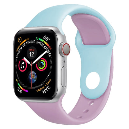 สายนาฬิกาซิลิโคนสองสีสำหรับ Apple Watch Series 3 & 2 & 1 42mm (ฟ้าอ่อน+ชมพูอ่อน)