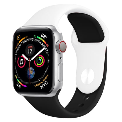 สายนาฬิกาซิลิโคนสีคู่สำหรับ Apple Watch Series 3 & 2 & 1 38 มม. (สีขาว + แดง)