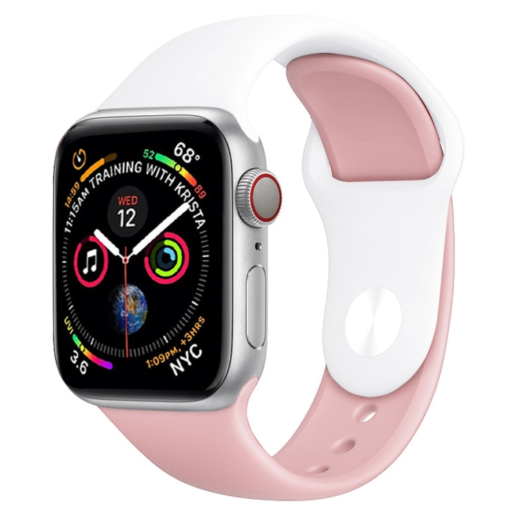สายนาฬิกาซิลิโคนสีคู่สำหรับ Apple Watch Series 3 & 2 & 1 38 มม. (สีขาว + แดง)