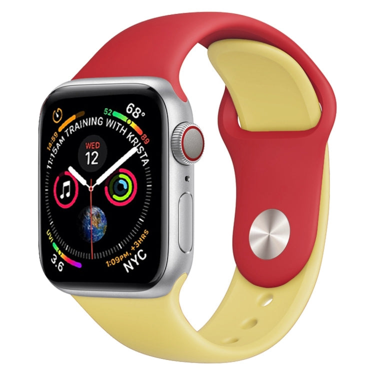 สายนาฬิกาซิลิโคนสีคู่สำหรับ Apple Watch Series 3 & 2 & 1 38 มม. (สีขาว + แดง)