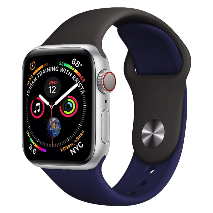 สายนาฬิกาซิลิโคนสีคู่สำหรับ Apple Watch Series 3 & 2 & 1 38 มม. (สีขาว + แดง)