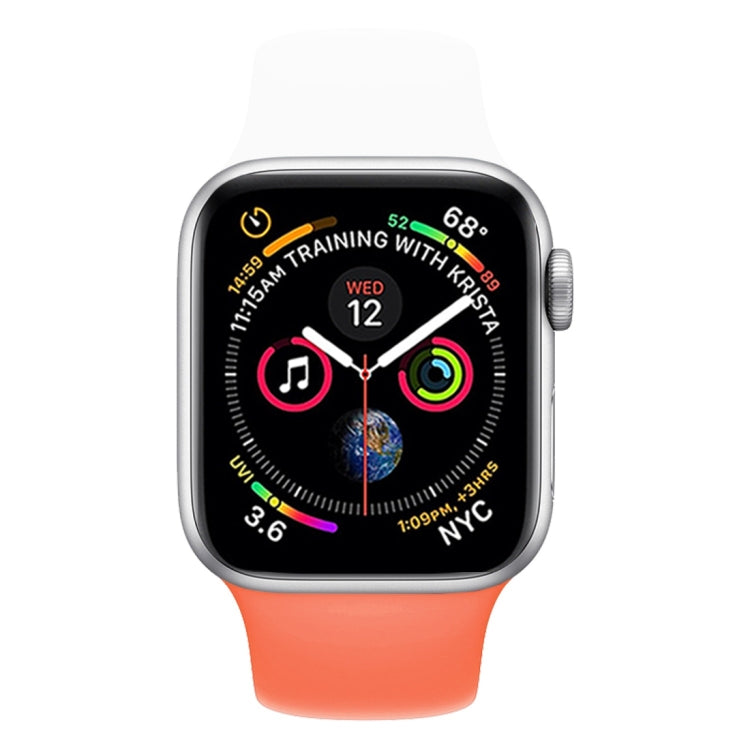 สายนาฬิกาซิลิโคนสีคู่สำหรับ Apple Watch Series 3 & 2 & 1 38 มม. (สีขาว + แดง)