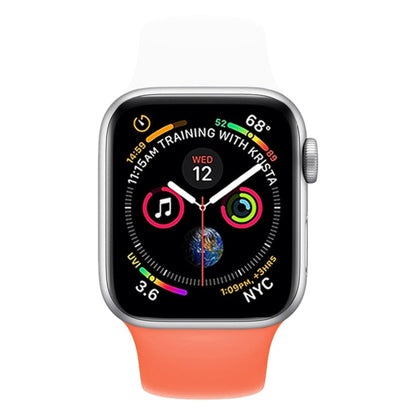 สายนาฬิกาซิลิโคนสีคู่สำหรับ Apple Watch Series 3 & 2 & 1 38 มม. (สีขาว + แดง)