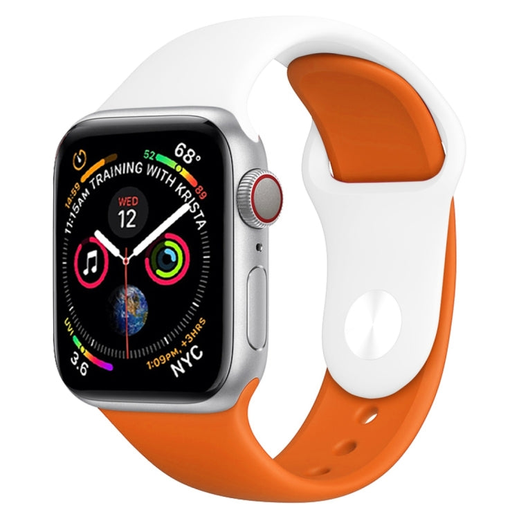 สายนาฬิกาซิลิโคนสีคู่สำหรับ Apple Watch Series 3 & 2 & 1 38 มม. (สีขาว + แดง)