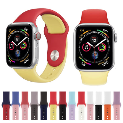 สายนาฬิกาซิลิโคนสีคู่สำหรับ Apple Watch Series 3 & 2 & 1 38 มม. (สีขาว + แดง)