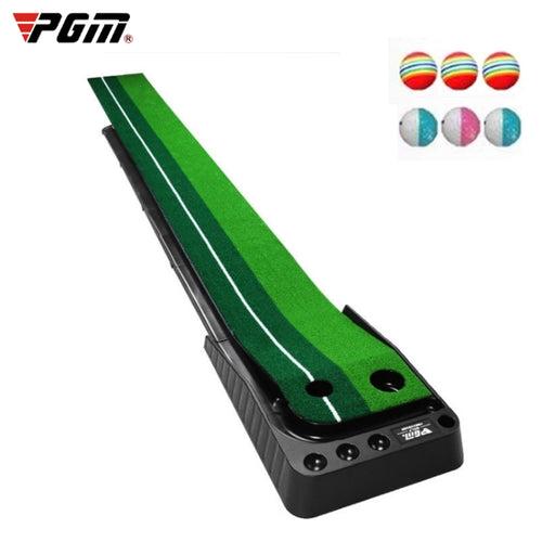 PGMPGM 2.5 ม. กอล์ฟในร่มสวิงกริปพัตต์เทรนเนอร์ฝึกฝีเท้าพร้อมแฟร์เวย์กลับอัตโนมัติ & ลูกบอลนุ่ม 3 ลูก & ลูกบอลสองสี 3 ลูก, 2.5m + Balls