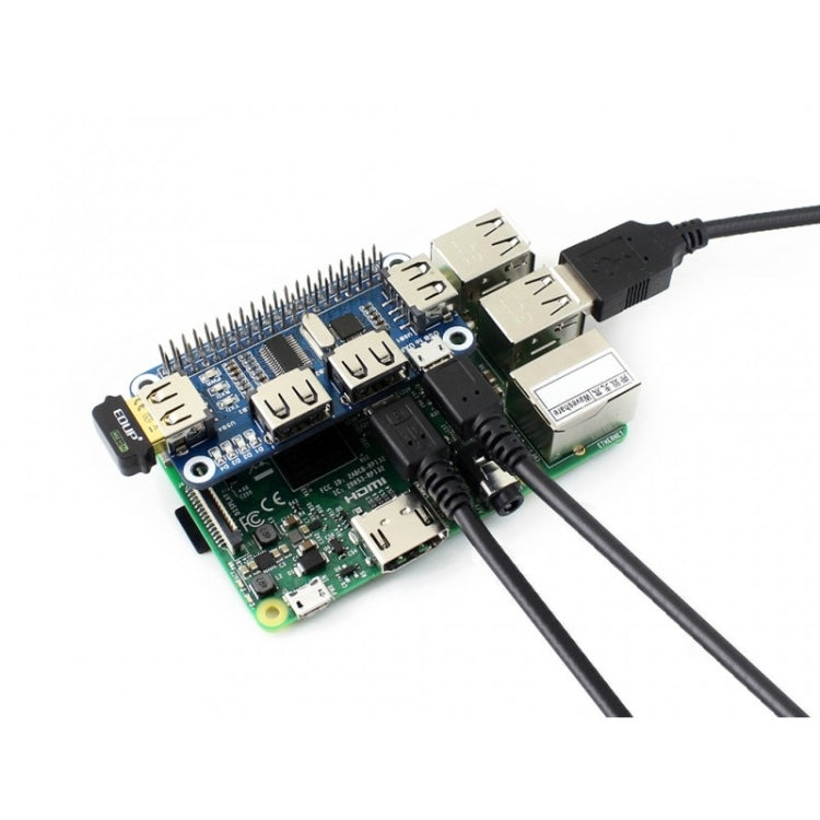 Waveshare 4 พอร์ต USB HUB HAT สำหรับ Raspberry Pi