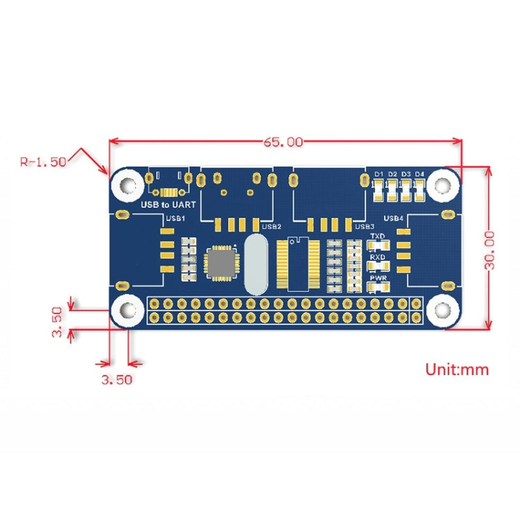 Waveshare 4 พอร์ต USB HUB HAT สำหรับ Raspberry Pi