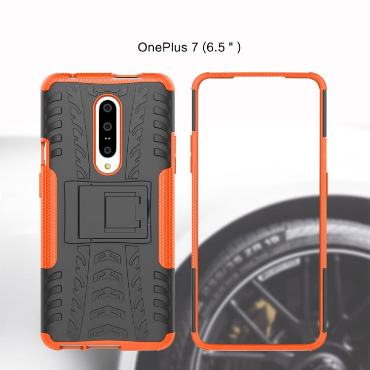 เคสโทรศัพท์กันกระแทกพื้นผิวยาง TPU + PC สำหรับ OnePlus 7 พร้อมตัวยึด, For OnePlus 7