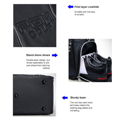 PGM Golf แบบพกพาความจุขนาดใหญ่กระเป๋าหนังแท้กระเป๋าเสื้อผ้าสำหรับผู้ชายกระเป๋ารองเท้าในตัว, YWB021