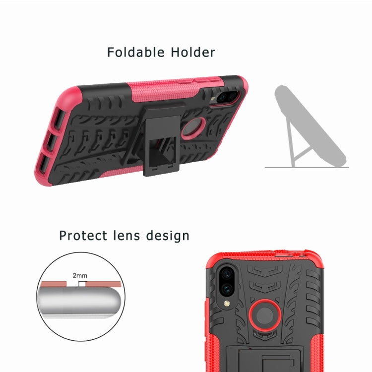 พื้นผิวยาง TPU + PC เคสโทรศัพท์กันกระแทกสำหรับ Xiaomi Redmi Note 7 พร้อมตัวยึด
