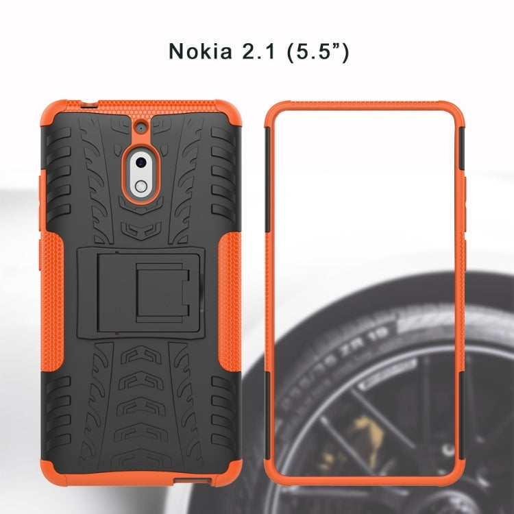 พื้นผิวยาง TPU + PC เคสโทรศัพท์กันกระแทกสำหรับ Nokia 2.1 พร้อมตัวยึด