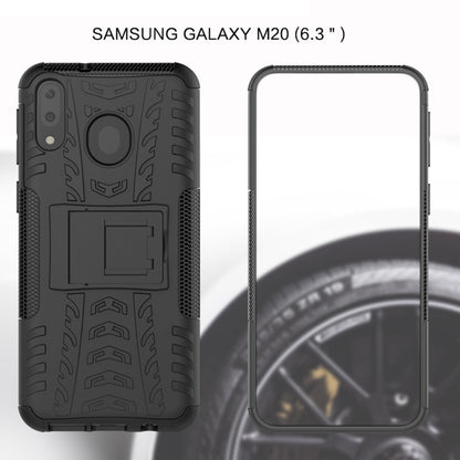 เคสกันกระแทกพื้นผิวยาง TPU + PC สำหรับ Galaxy M20 พร้อมตัวยึด, For Galaxy M20