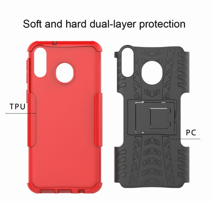 เคสกันกระแทกพื้นผิวยาง TPU + PC สำหรับ Galaxy M20 พร้อมตัวยึด, For Galaxy M20