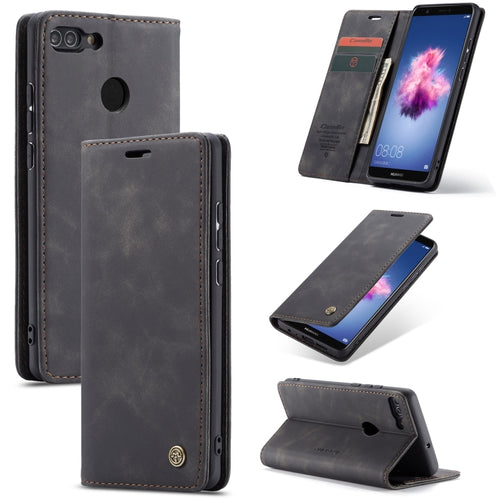 CaseMe ซองหนังพลิกแนวนอนมัลติฟังก์ชั่น Retro Frosted สำหรับ Huawei P Smart / Enjoy 7S / Honor 9 Lite พร้อมช่องเสียบการ์ดและตัวยึดและกระเป๋าสตางค์, For Huawei P Smart