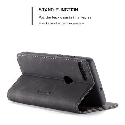 CaseMe ซองหนังพลิกแนวนอนมัลติฟังก์ชั่น Retro Frosted สำหรับ Huawei P Smart / Enjoy 7S / Honor 9 Lite พร้อมช่องเสียบการ์ดและตัวยึดและกระเป๋าสตางค์, For Huawei P Smart