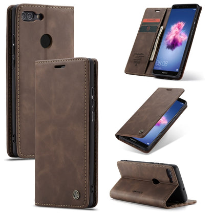 CaseMe ซองหนังพลิกแนวนอนมัลติฟังก์ชั่น Retro Frosted สำหรับ Huawei P Smart / Enjoy 7S / Honor 9 Lite พร้อมช่องเสียบการ์ดและตัวยึดและกระเป๋าสตางค์, For Huawei P Smart