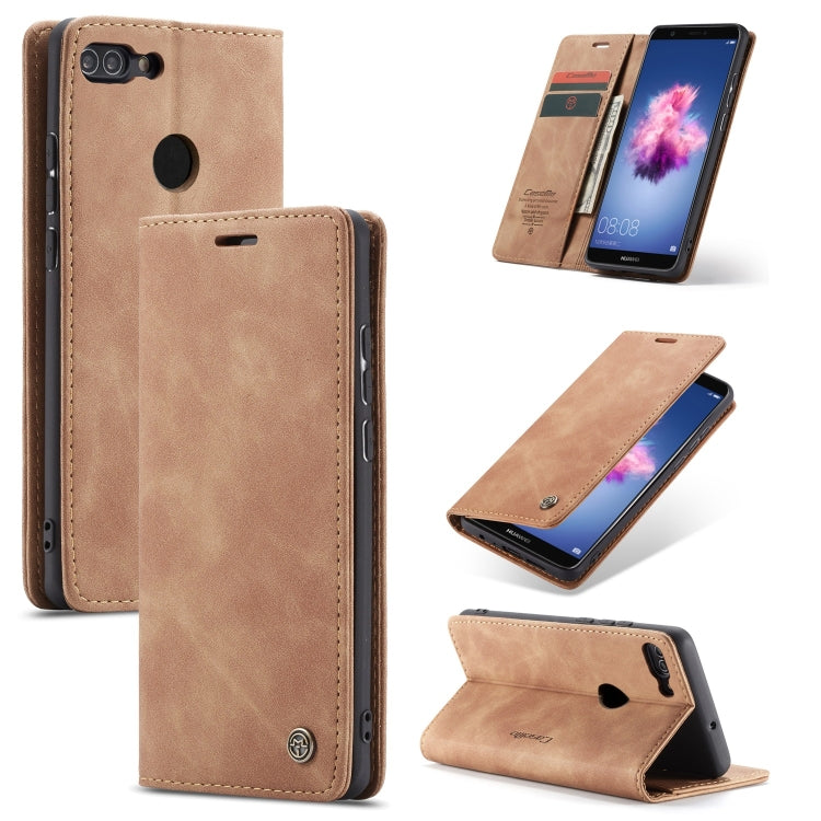 CaseMe ซองหนังพลิกแนวนอนมัลติฟังก์ชั่น Retro Frosted สำหรับ Huawei P Smart / Enjoy 7S / Honor 9 Lite พร้อมช่องเสียบการ์ดและตัวยึดและกระเป๋าสตางค์, For Huawei P Smart