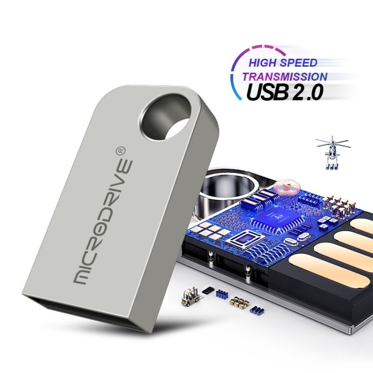 MicroDrive 16GB USB 2.0 ดิสก์ U โลหะครึ่งวงกลมขนาดเล็ก, 16GB