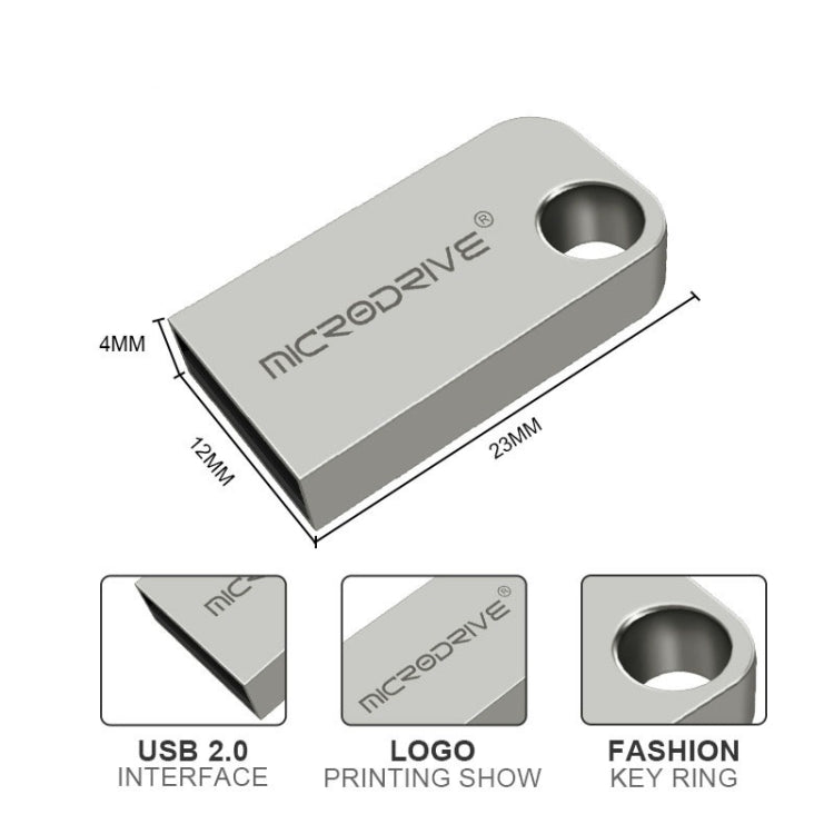 MicroDrive 16GB USB 2.0 ดิสก์ U โลหะครึ่งวงกลมขนาดเล็ก, 16GB