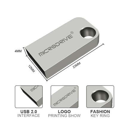 MicroDrive 16GB USB 2.0 ดิสก์ U โลหะครึ่งวงกลมขนาดเล็ก, 16GB