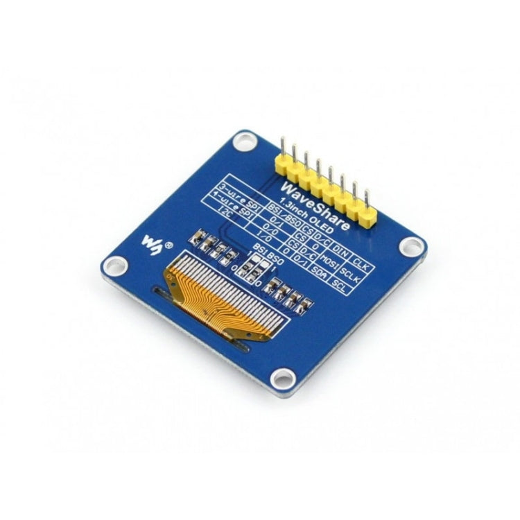 Waveshare 1.3 นิ้ว 128*64 OLED, อินเทอร์เฟซ SPI/I2C, Pinheader แนวตั้งแบบตรง