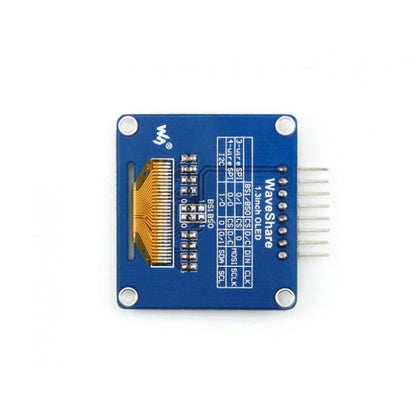 Waveshare 1.3 นิ้ว 128*64 OLED(A), อินเทอร์เฟซ SPI/I2C, Pinheader แนวนอนแบบโค้ง