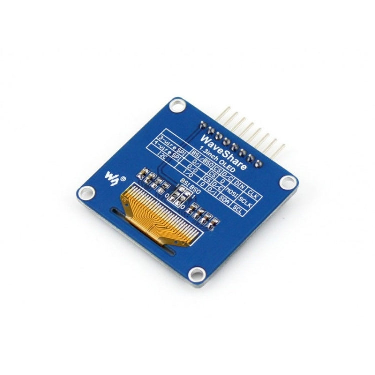 Waveshare 1.3 นิ้ว 128*64 OLED(A), อินเทอร์เฟซ SPI/I2C, Pinheader แนวนอนแบบโค้ง