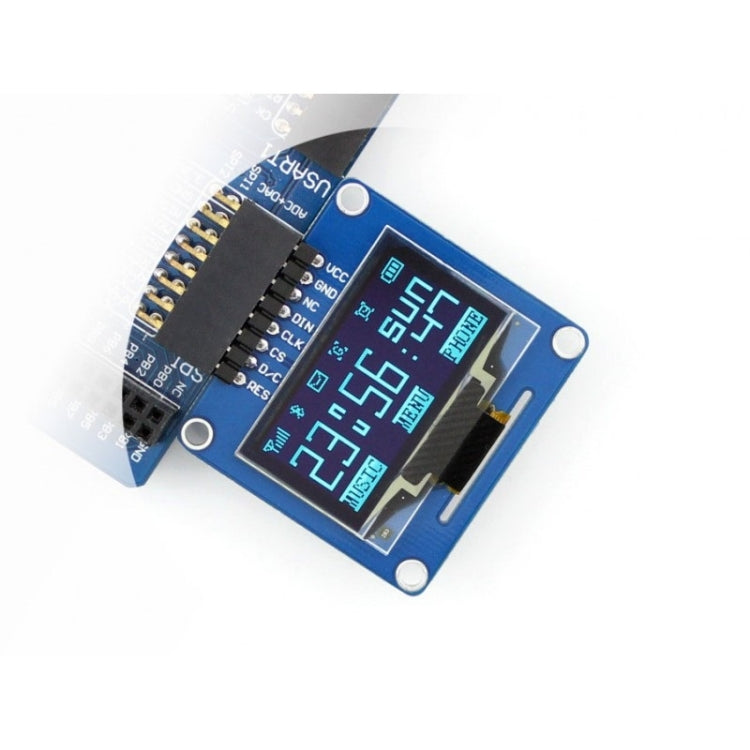 Waveshare 1.3 นิ้ว 128*64 OLED(A), อินเทอร์เฟซ SPI/I2C, Pinheader แนวนอนแบบโค้ง
