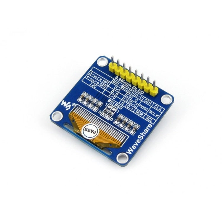 Waveshare 0.96 นิ้ว 128*64 OLED (B), อินเทอร์เฟซ SPI/I2C, Pinheader แนวตั้งแบบตรง