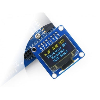 Waveshare 0.96 นิ้ว 128*64 OLED (B), อินเทอร์เฟซ SPI/I2C, Pinheader แนวตั้งแบบตรง