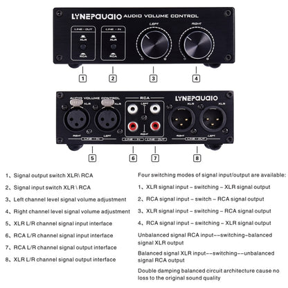 LINEPAUDIO A977 2 In 2 Out Switcher สมดุลเต็มรูปแบบ Passive Preamp Active Speaker Double Sound Source Volume Controller, A977