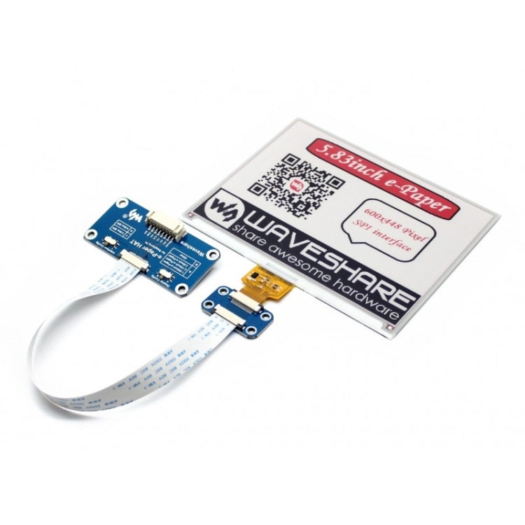 Waveshare 5.83 นิ้ว 600x448 Pixel Red Black White สามสี E-Ink Display HAT (B) สำหรับ Raspberry Pi, SPI Interface, 14600