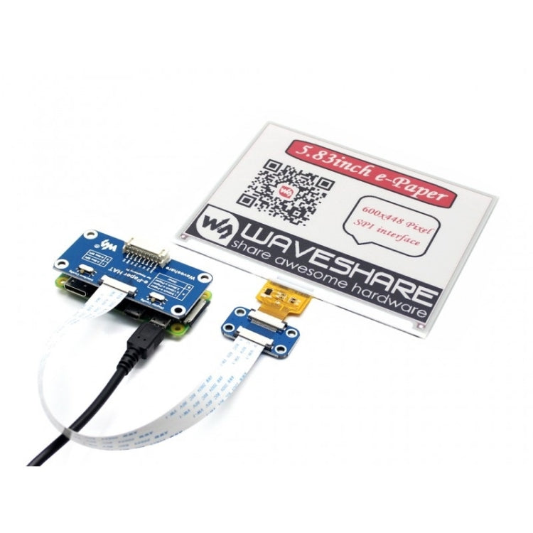 Waveshare 5.83 นิ้ว 600x448 Pixel Red Black White สามสี E-Ink Display HAT (B) สำหรับ Raspberry Pi, SPI Interface, 14600