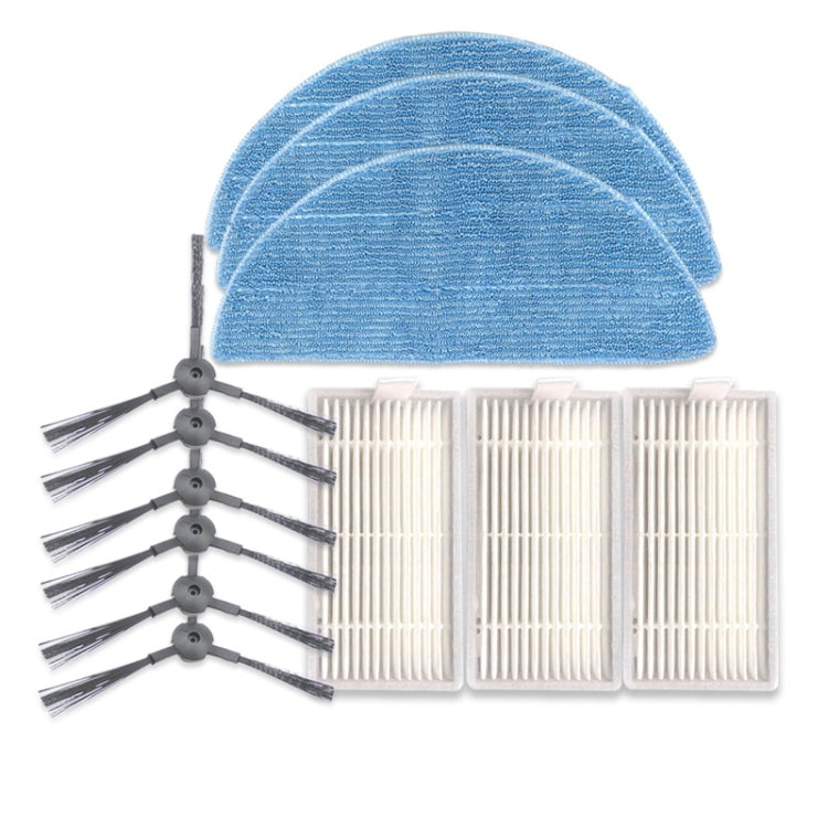 XI239 3 คู่ K614 แปรงด้านข้าง + 3 PCS I208 Filters + 3 PCS I201 Rags Set สำหรับ ILIFE V5S Pro / V50 / V5S, XI239