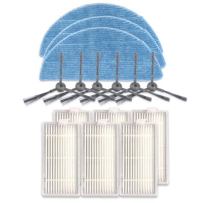 XI242 3 คู่ K614 แปรงด้านข้าง + 6 PCS I208 Filters + 3 PCS I201 Rags Set สำหรับ ILIFE V5S Pro / V50 / V5S, XI242
