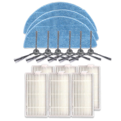 XI242 3 คู่ K614 แปรงด้านข้าง + 6 PCS I208 Filters + 3 PCS I201 Rags Set สำหรับ ILIFE V5S Pro / V50 / V5S, XI242