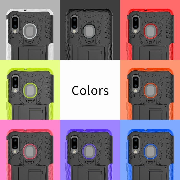 เคสกันกระแทกพื้นผิวยาง TPU + PC สำหรับ Galaxy A20e / A10e พร้อมตัวยึด, For Galaxy A20e
