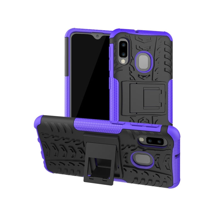 เคสกันกระแทกพื้นผิวยาง TPU + PC สำหรับ Galaxy A20e / A10e พร้อมตัวยึด, For Galaxy A20e