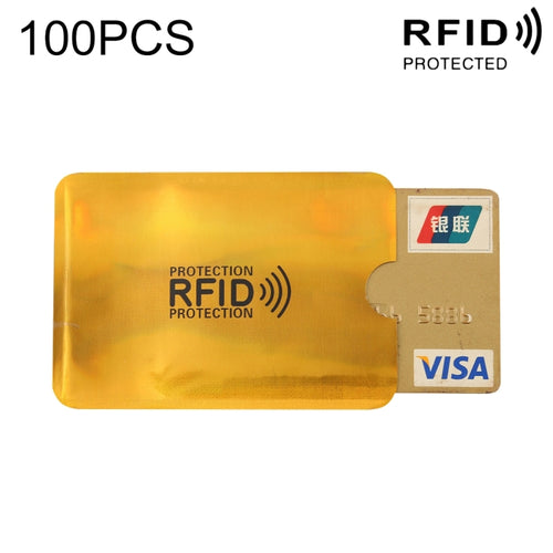 100 ชิ้นอลูมิเนียมฟอยล์ RFID Blocking บัตรเครดิต ID Bank Card Case ผู้ถือบัตร, ขนาด: 9x6.3 ซม.